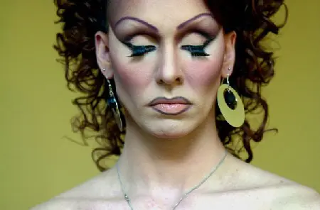 Homosexual Chris Waldorf, 30, as female impersonator Crystle Chambers, a drag queen who performs regularly at gay clubs throughout Florida and competes in pageants often.